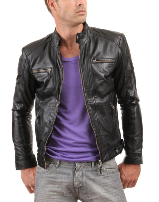 HugMe.Fashion Stylish Black Leather Jacket For Men JK66
