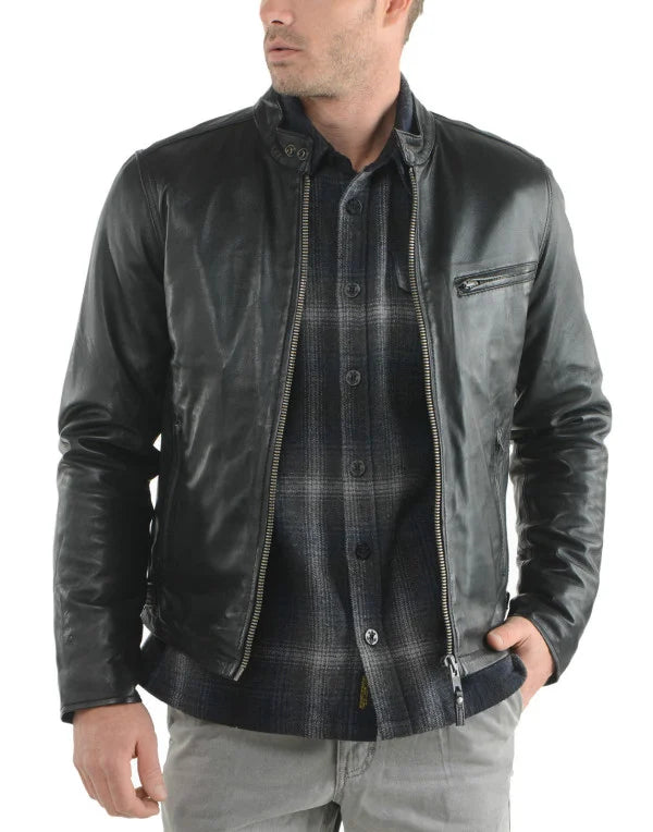 HugMe.Fashion Simple Stylish Genuine Leather Jacket JK27