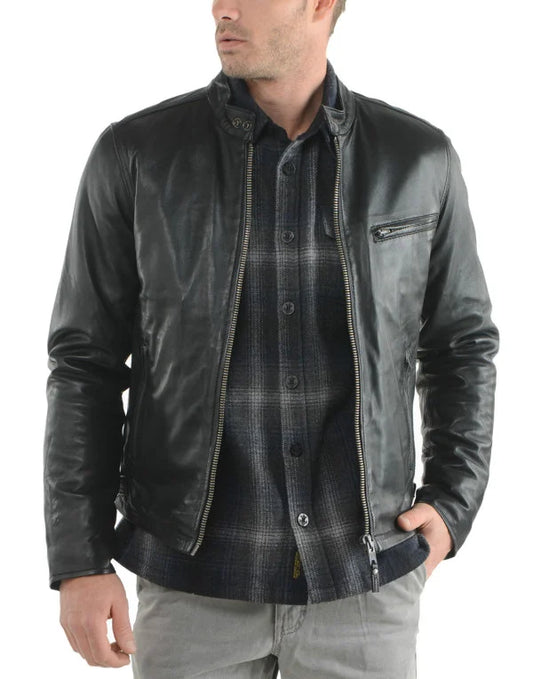 HugMe.Fashion Simple Stylish Genuine Leather Jacket JK27