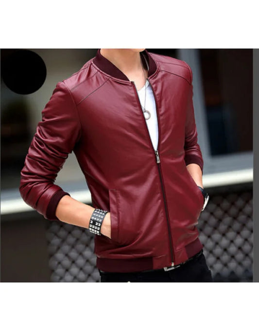 Hugme.Fashion Genuine Leather Jacket For Biker Elastic Closer JK95