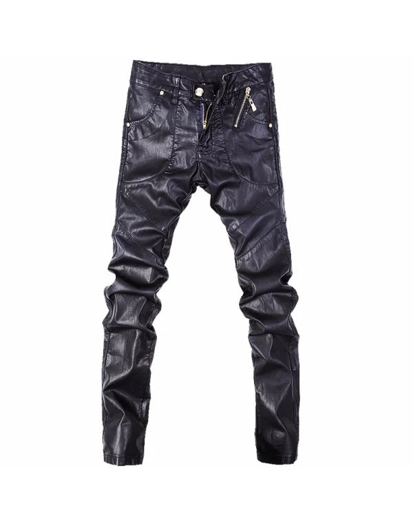 Casual Pant In Black Color For Men Made From Sheep Leather PT12