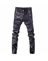 Casual Pant In Black Color For Men Made From Sheep Leather PT12 view 1