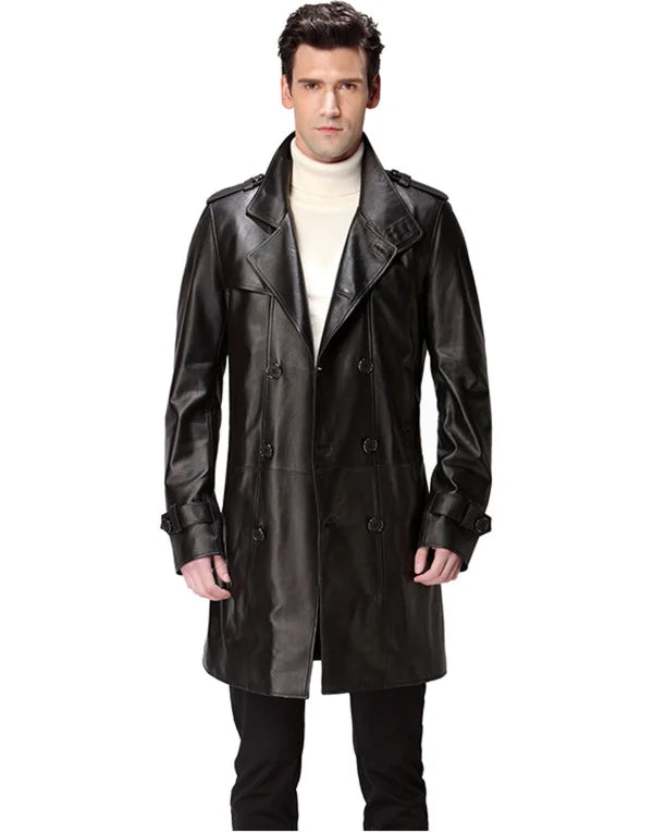 HugMefashion New Stylish Genuine Leather Long Black Color JK176
