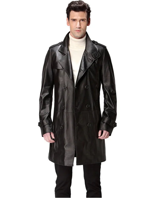 HugMefashion New Stylish Genuine Leather Long Black Color JK176