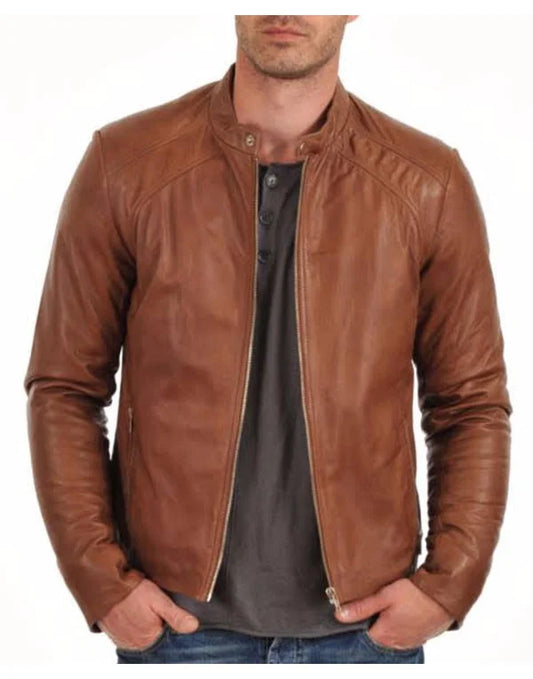 HugMe.Fashion Men Genuine Leather Motorcycle Biker Jacket JK124