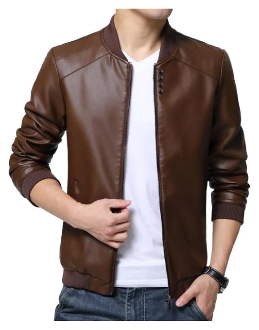 HugMe.Fashion Leather Jacket Slim Fit With Elastic Closer JK193