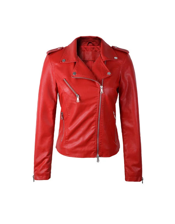 HugMe.Fashion Genuine Leather Ladies Biker Jacket LJK39
