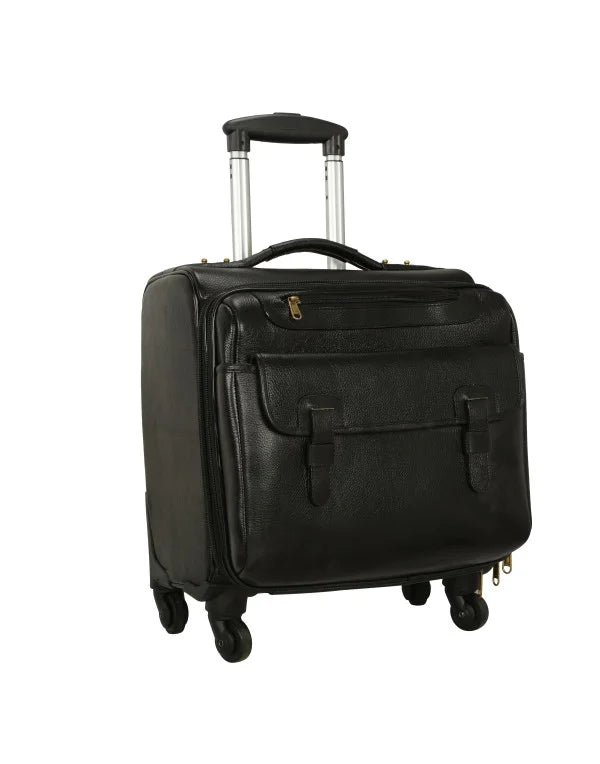 HugMe.Fashion Genuine Leather Trolley Soft Bag In Black TB16