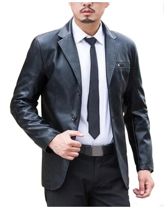 HugMe.Fashion Brown Formal Blazer Made From Sheep Leather JKB04
