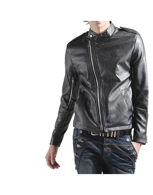 HugMe.Fashion New Stylish Leather Jacket In Cross Zip Closure JK166