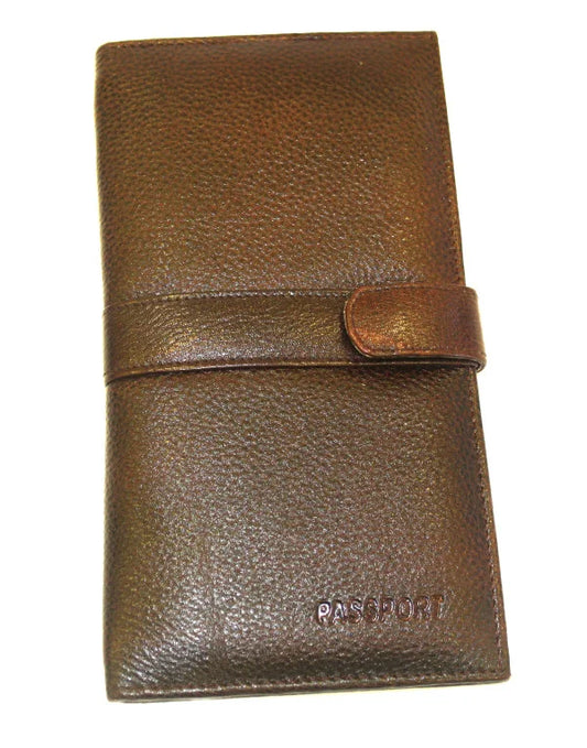 Brown Leather Travel Holder Wallet Passport Cum Credit Card Organizer