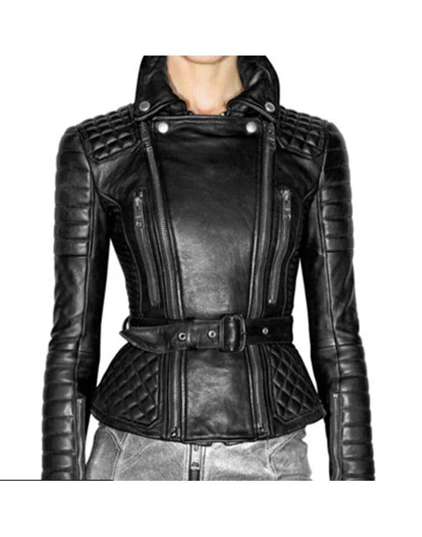 HugMe.Fashion New Quilted Fitted Genuine Leather Jacket LJK16