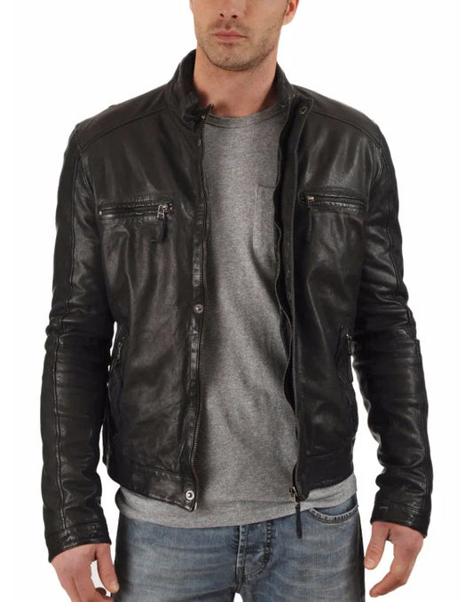 HugMe.Fashion Leather Motorcycle Jacket Genuine Leather JK23
