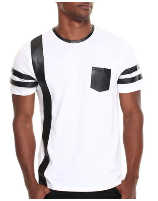 Genuine Sheep Leather T-Shirt With Single Chest Pocket TS3