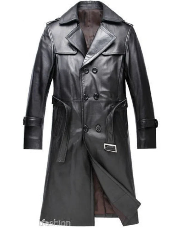 HugMe.Fashion Leather Long Coat For Men And Women In Black Color JK161