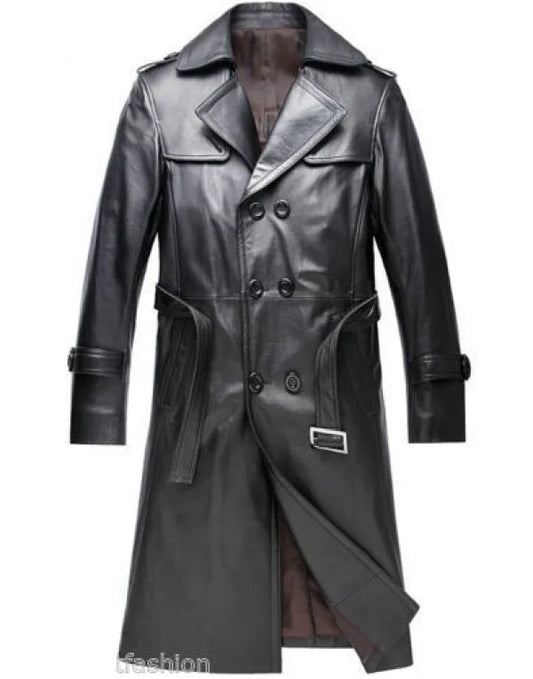 HugMe.Fashion Leather Long Coat For Men And Women In Black Color JK161