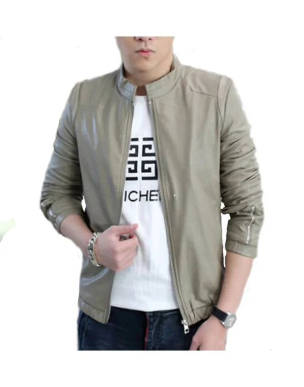 HugMe.Fashion Elastic Closer Leather Jacket For Men JK70