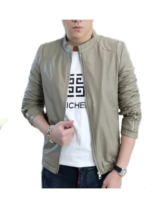 HugMe.Fashion Elastic Closer Leather Jacket For Men JK70