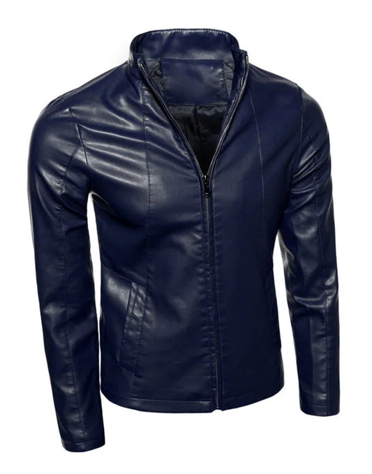 HugMe.Fashion Genuine Leather, Black Biker Slim Fit Jacket JK104