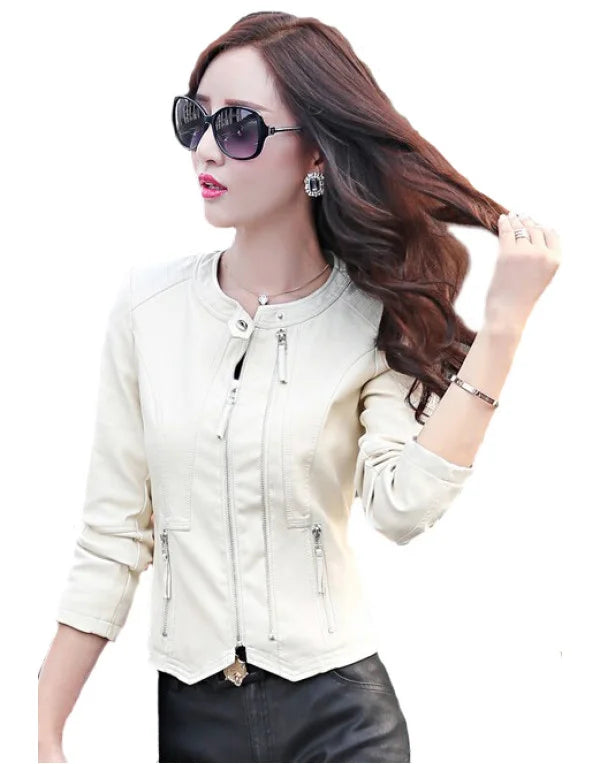 HugMe.Fashion Genuine Leather Sort Biker Ladies Jacket LJK42
