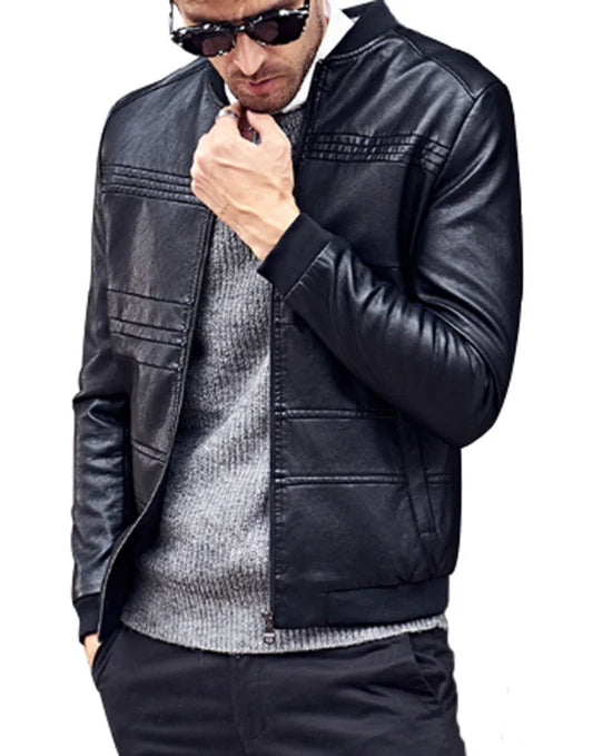 HugMe.Fashion Leather Jacket Men Biker Jacket In Black Color Fully Stylish JK197