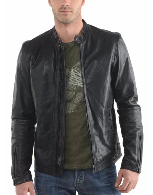 Genuine Leather Jacket For Men, Hollywood Style, Black Leather JK19