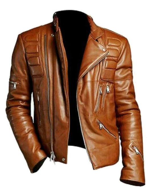 HugMe.Fashion Genuine Leather Smooth Biker Jacket JK60