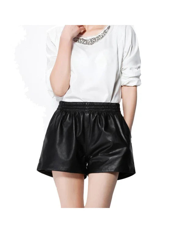 HugMe.Fashion Black Color Elastic Closer Leather Jacket For Women SH13