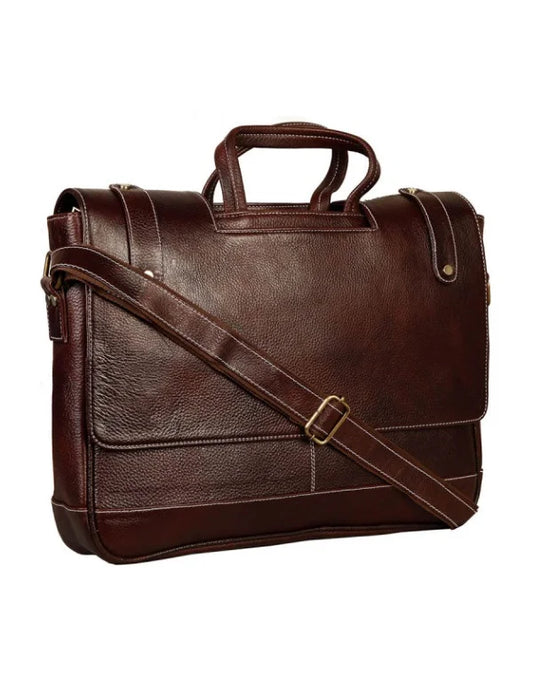 Genuine Leather Brown Portfolio Carry Case / Office / Laptop Bag For Men SB25