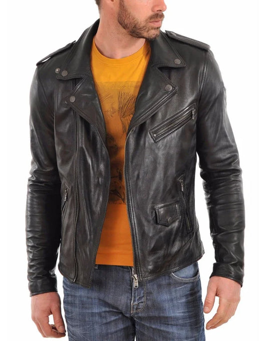 HugMe.Fashion Solid Black Slim Fit Short Bomber Biker Jacket For Man JK37