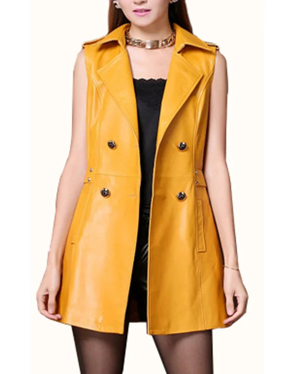 HugMe.Fashion Genuine Sheep Leather Long Coat For Women OP1