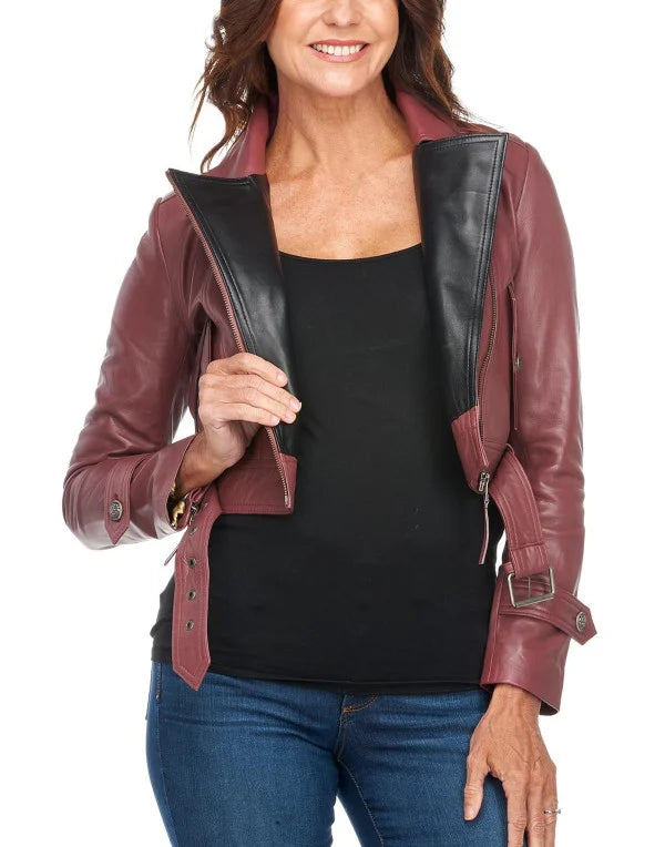 HugMe.Fashion Women Short Bottom Genuine Leather Jacket LJK13