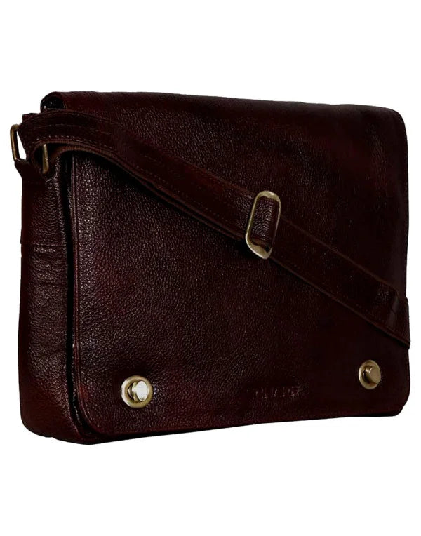 Horizontal Crossbody Genuine Leather Brown Sling Bag SB24