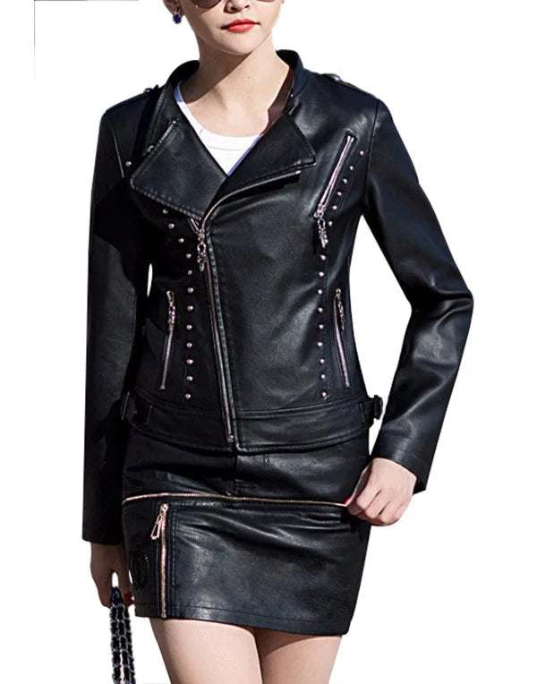 HugMe.Fashion Green Color Leather Jacket With 5 Pocket LJK54