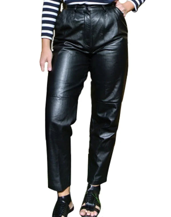 HugMe.Fashion Casual Regular Fit Black Leather Pant LPT12