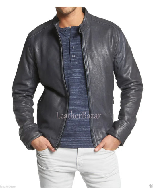 Leather Jacket Men's LATEST Fashion Biker Slim Fit Motorcycle Jacket Blazer JK56