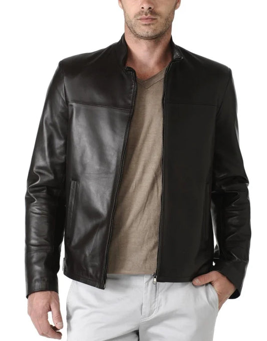 HugMe.Fashion Genuine Leather Jacket For Men Color Black JK65