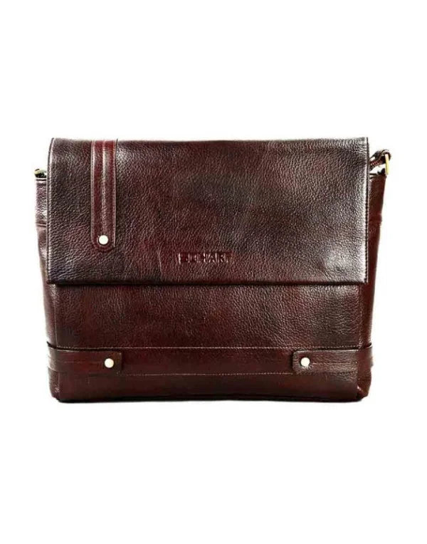 Premium Quality Mahogany Brown Pure Leather Messenger Office Bag For Men