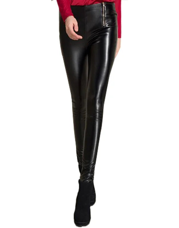 HugMe.Fashion Ladies Leather Pant With Front Zip Closer LPT4
