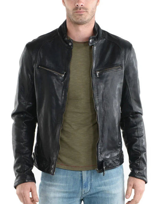 HugMe.Fashion Men Genuine Leather Jacket Simple Casual JK28