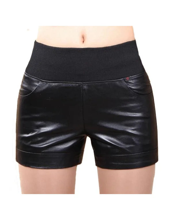 HugMe.Fashion Genuine Sheep Leather Ladies Short In Black SH12