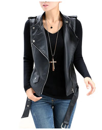 Genuine Sheep Leather Waistcoat For Women In Black LWC03 view 1