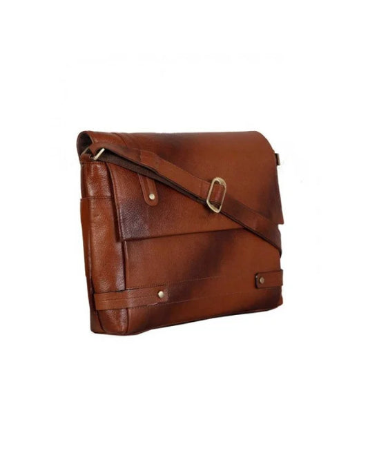 Branded Pure Leather Tan Crossbody Messenger