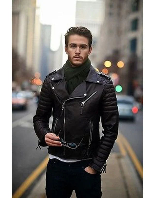 HugMe.Fashion Genuine Leather Jacket For Men, Black Leather JK11