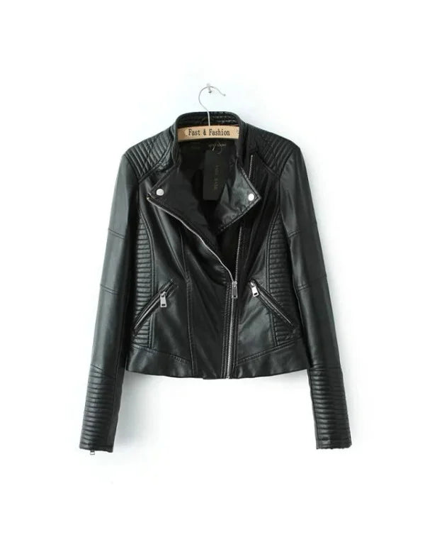 HugMe.Fashion New Ladies Biker Leather Jacket In Black Color LJK38
