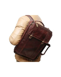 Business Men Genuine Leather Brown Backpack BP11 view 1