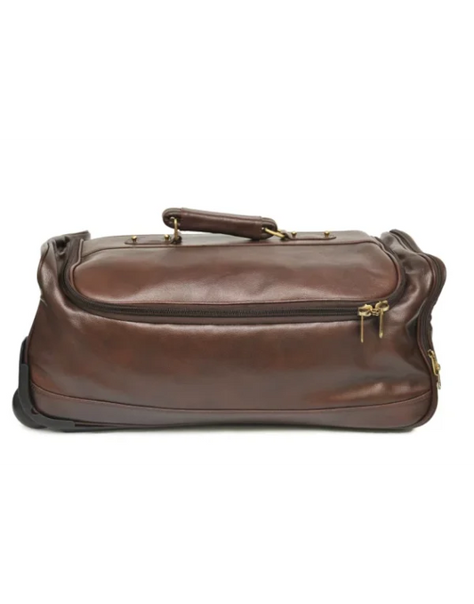 Men Genuine Leather Duffle Bag With Trolley DB12