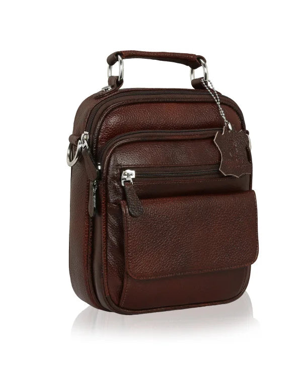 New HugMe.Fashion Vintage Collection Leather Sling Bag In Brown SB69