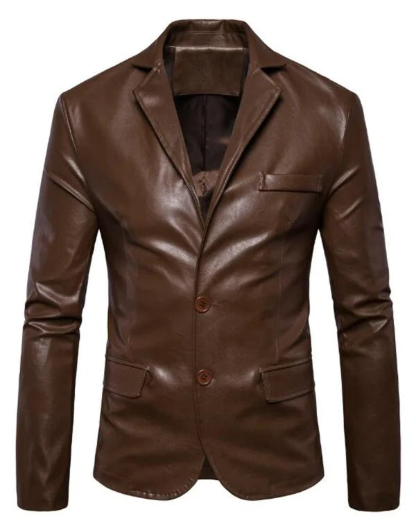 HugMe.Fashion Lambskin Brown Leather Blazer Office Purpose JKB05