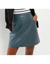 Genuine Women Grey Color Leather Skirt SK17 view 1